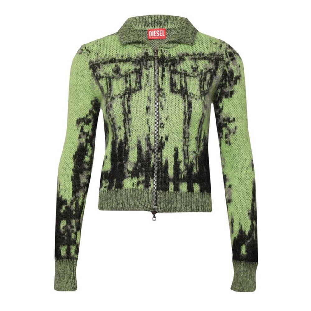 Diesel Unisex Adult Full Zip Sweater Top / Lime Punch
